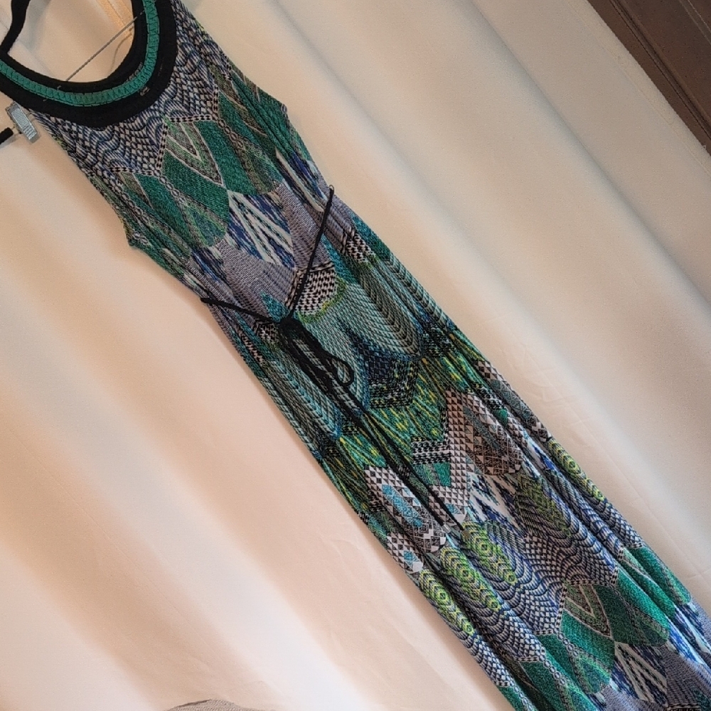 dressbarn Green and Blue Patterned Maxi Dress